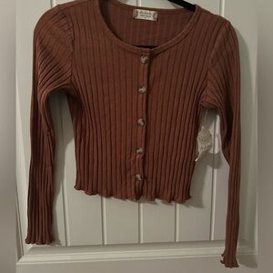 NWT altar’s state ribbed crop t, tortoise shell brown color